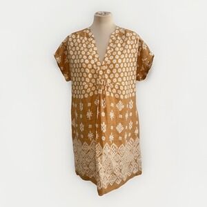 Uncle Frank Linen Tunic Dress S/M Boho Earthy Granola Cottagecore Golden Mustard